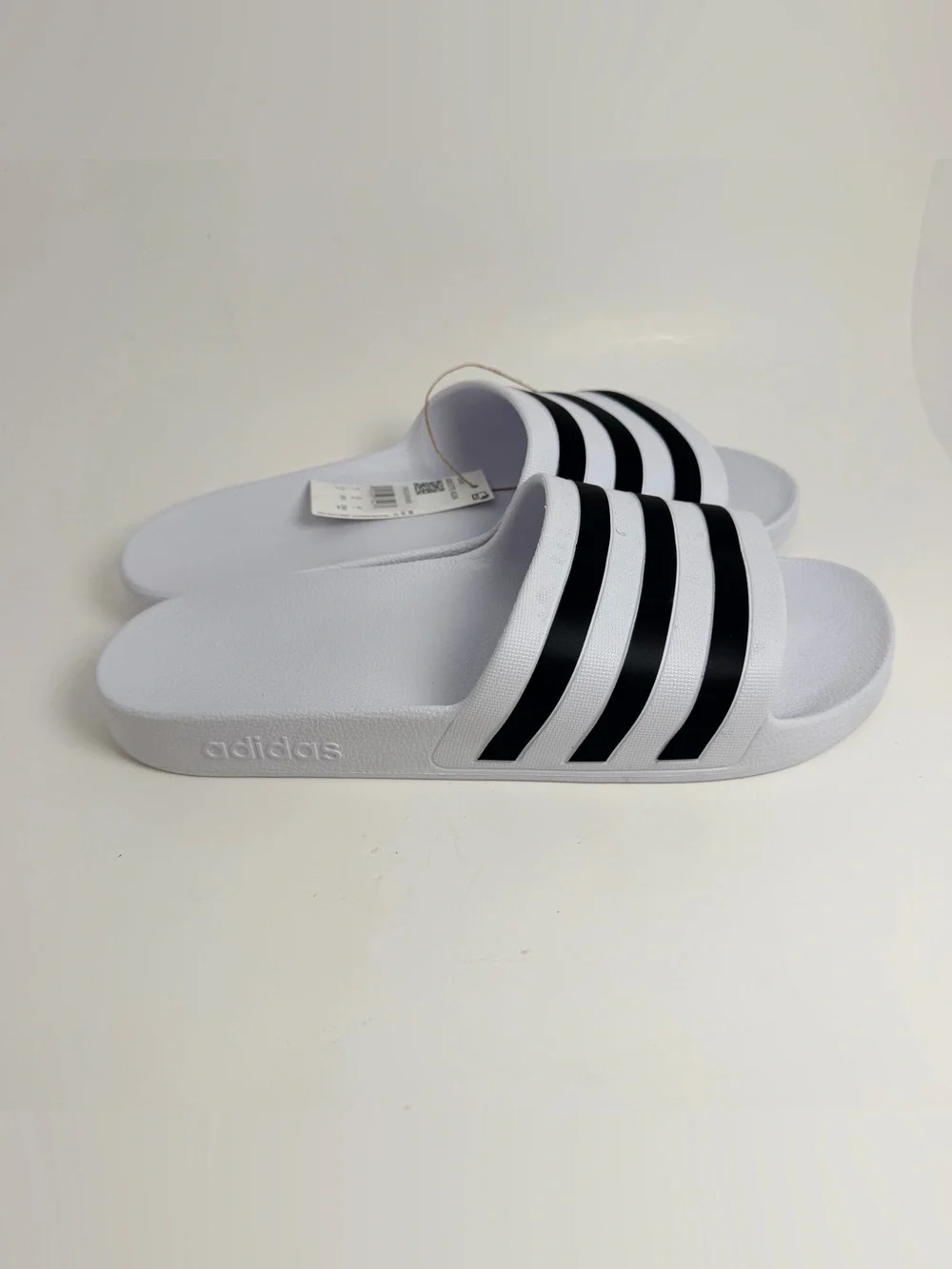 adidas White and Black Adilette Slide Sandals